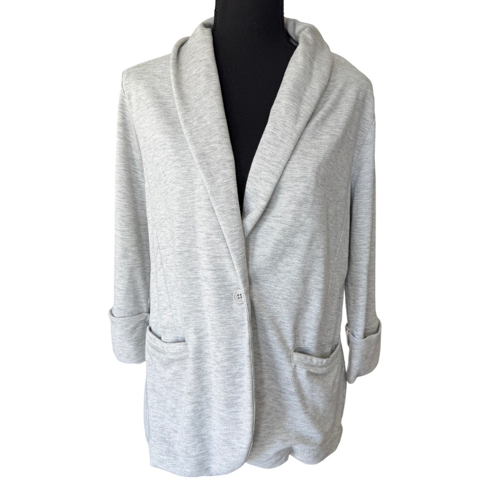 Light Gray Shawl Collar Women's Sweater Blazer